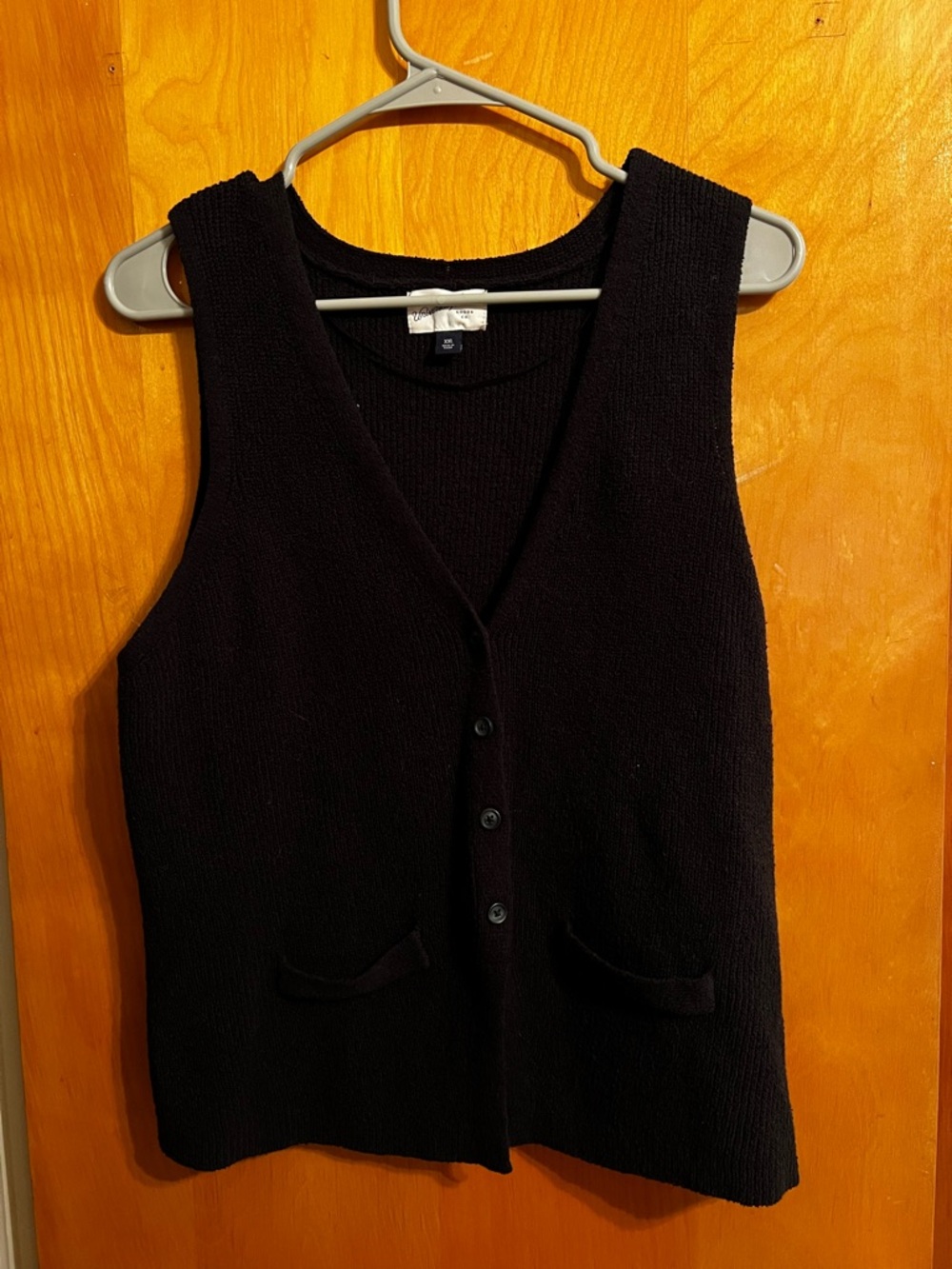 Black Knit Button-Front Vest
